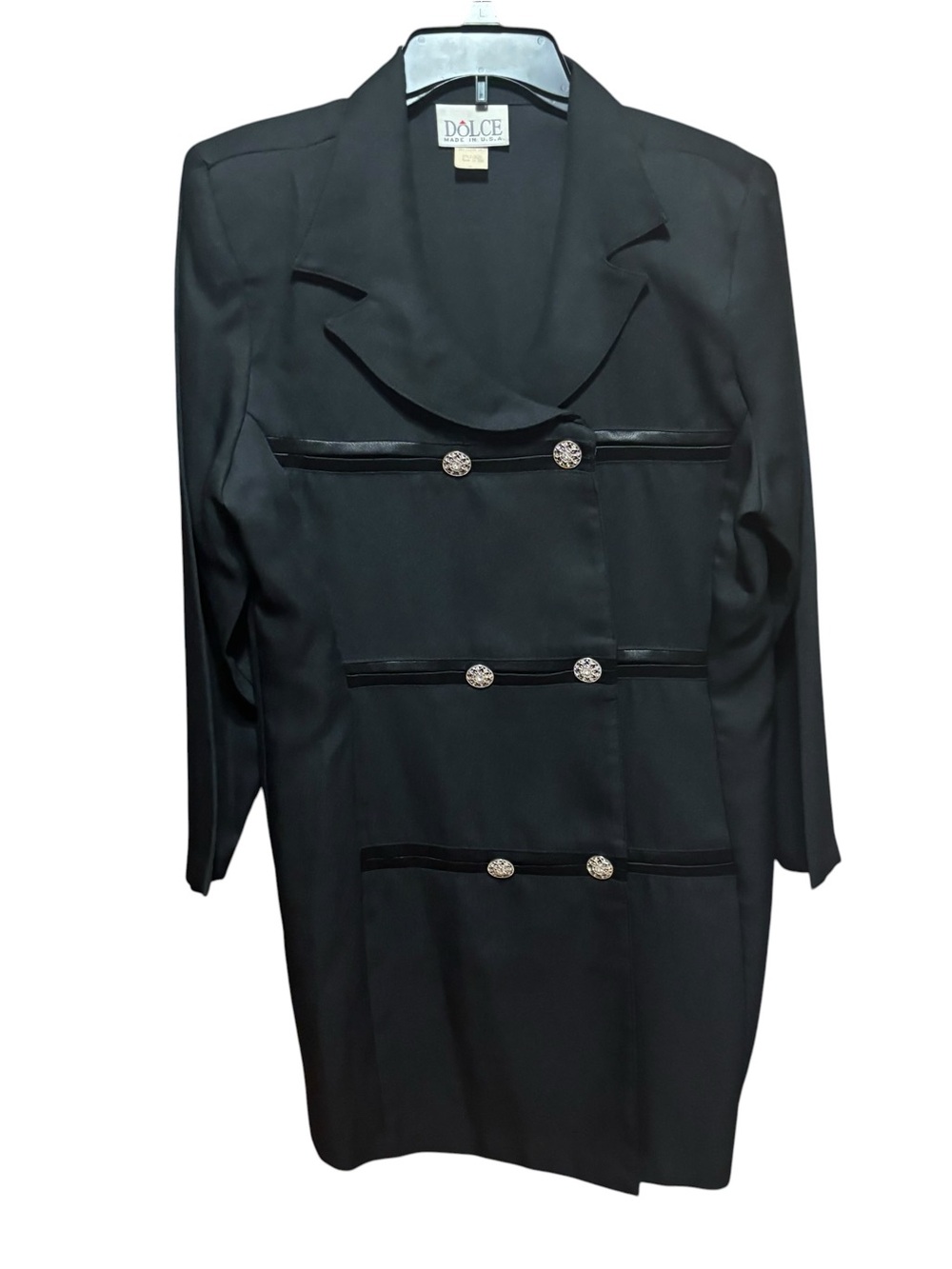 Dolce Vintage Black Long Women's Blazer with Decorative Buttons